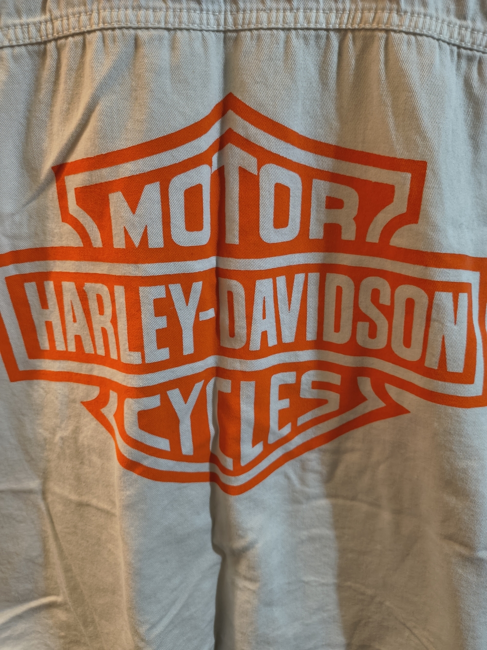 Harley-Davidson White Denim Sleeveless Button-Up Work Shirt - Picture 9 of 9